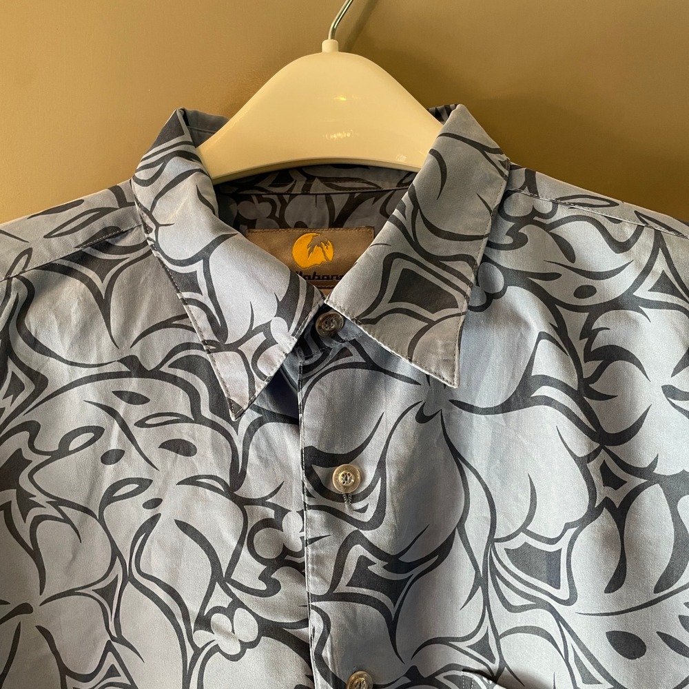 Billabong Men's Blue Tribal Floral Hawaiian Short Sleeve Button Up Shirt Size L - Picture 4 of 7